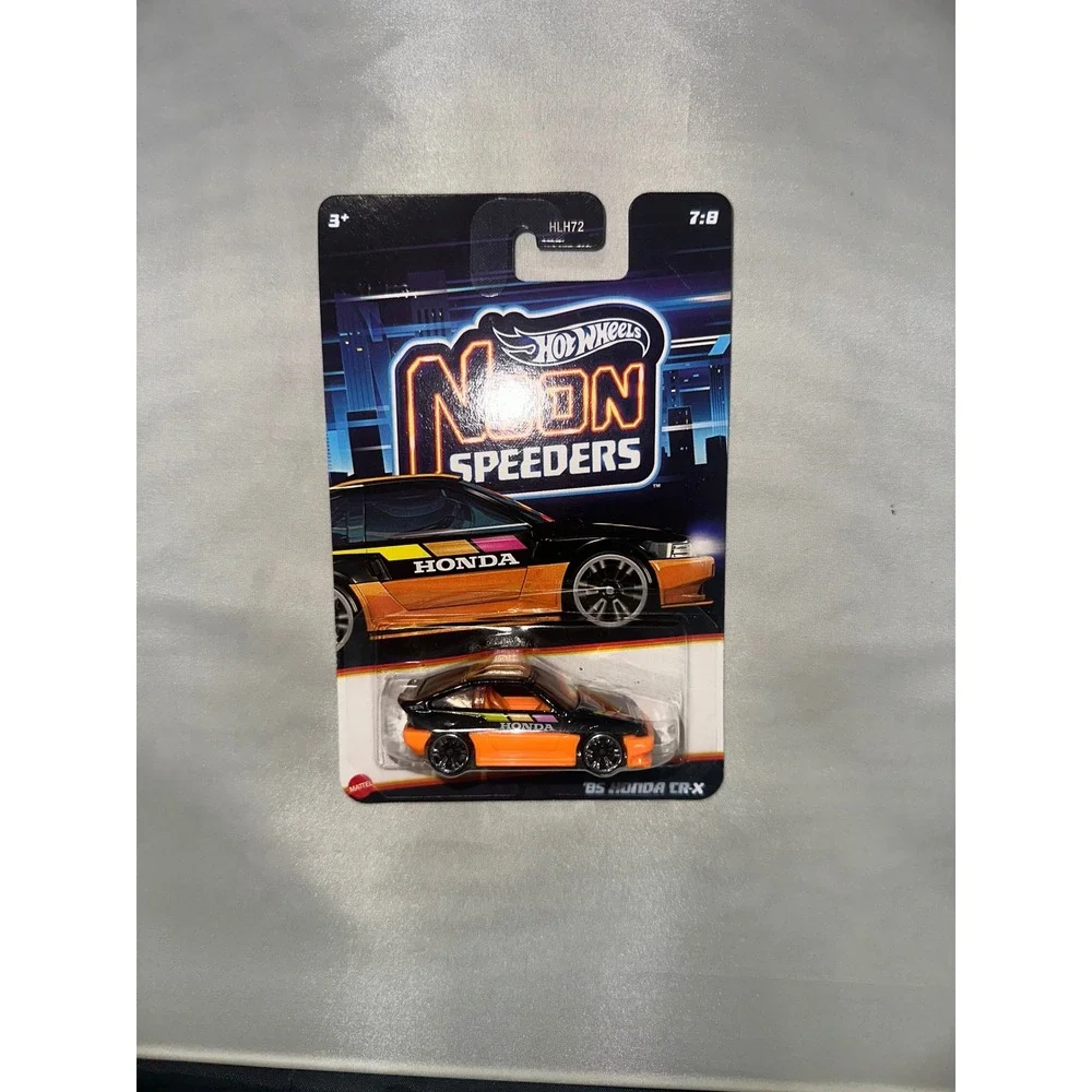 Hot Wheels Neon Speeders 85 Honda CR-X Black Orange Diecast Car HLH72 7/8